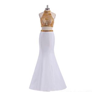 White and Gold two piece prom dress. NEVER WORN!